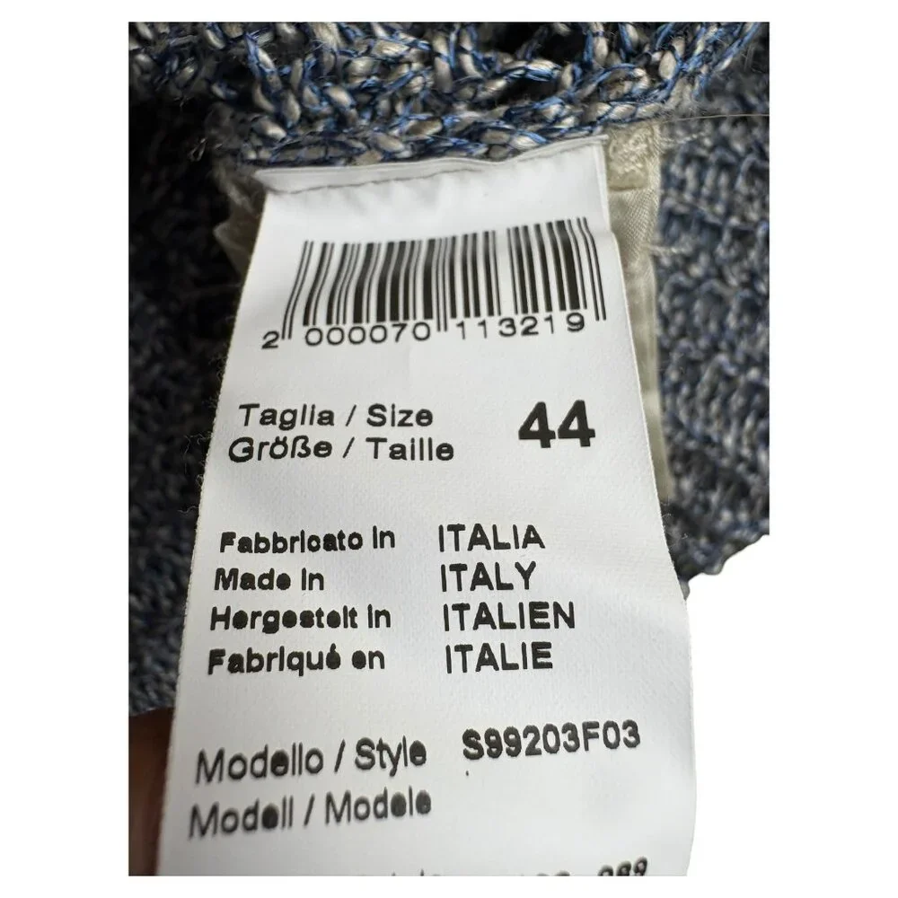 Peserico Blue Open Knit Linen Blend Crewneck Italian Sweater - Picture 5 of 9